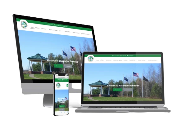 Washington Township website displayed on desktop, tablet, and mobile devices
